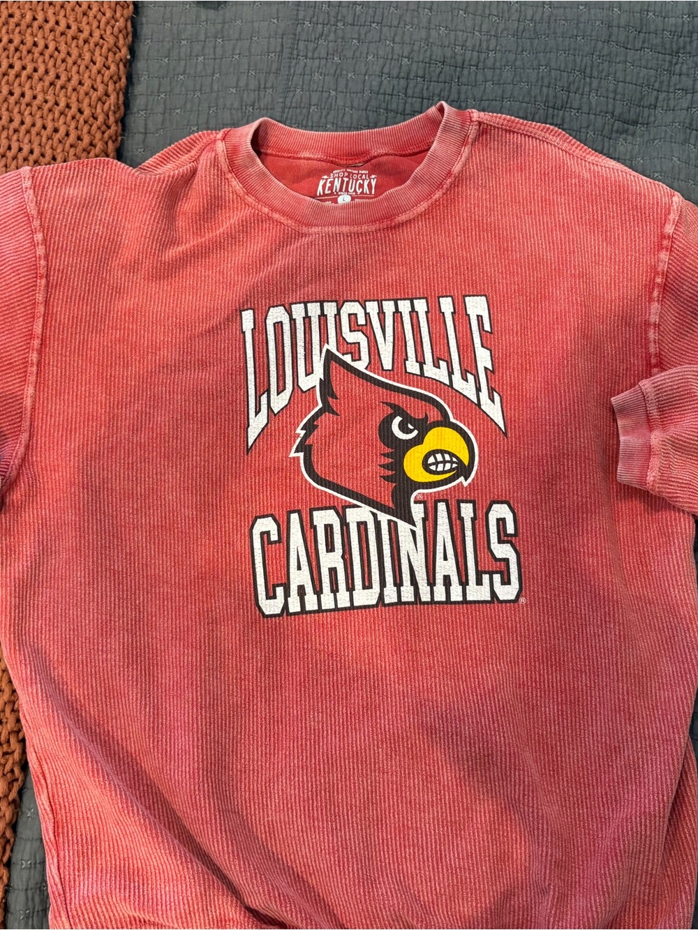Louisville Cardinals Red Corded Crewneck Sweatshirt